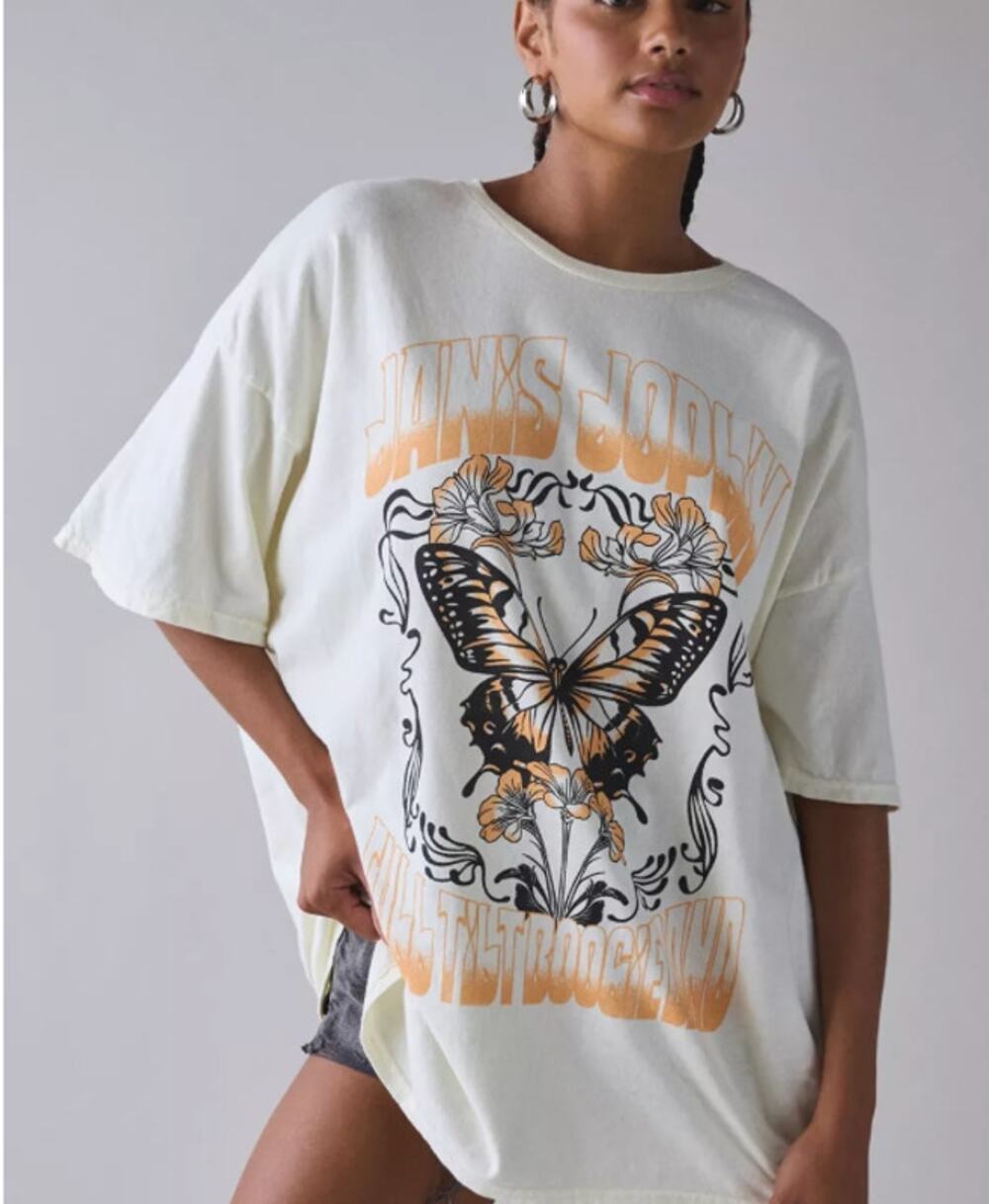 Urban Outfitters Janis Joplin Butterfly Graphic Cotton T-Shirt Dress S/M